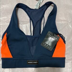 Savage X Fenty Bold Navy and Orange Sports Bra